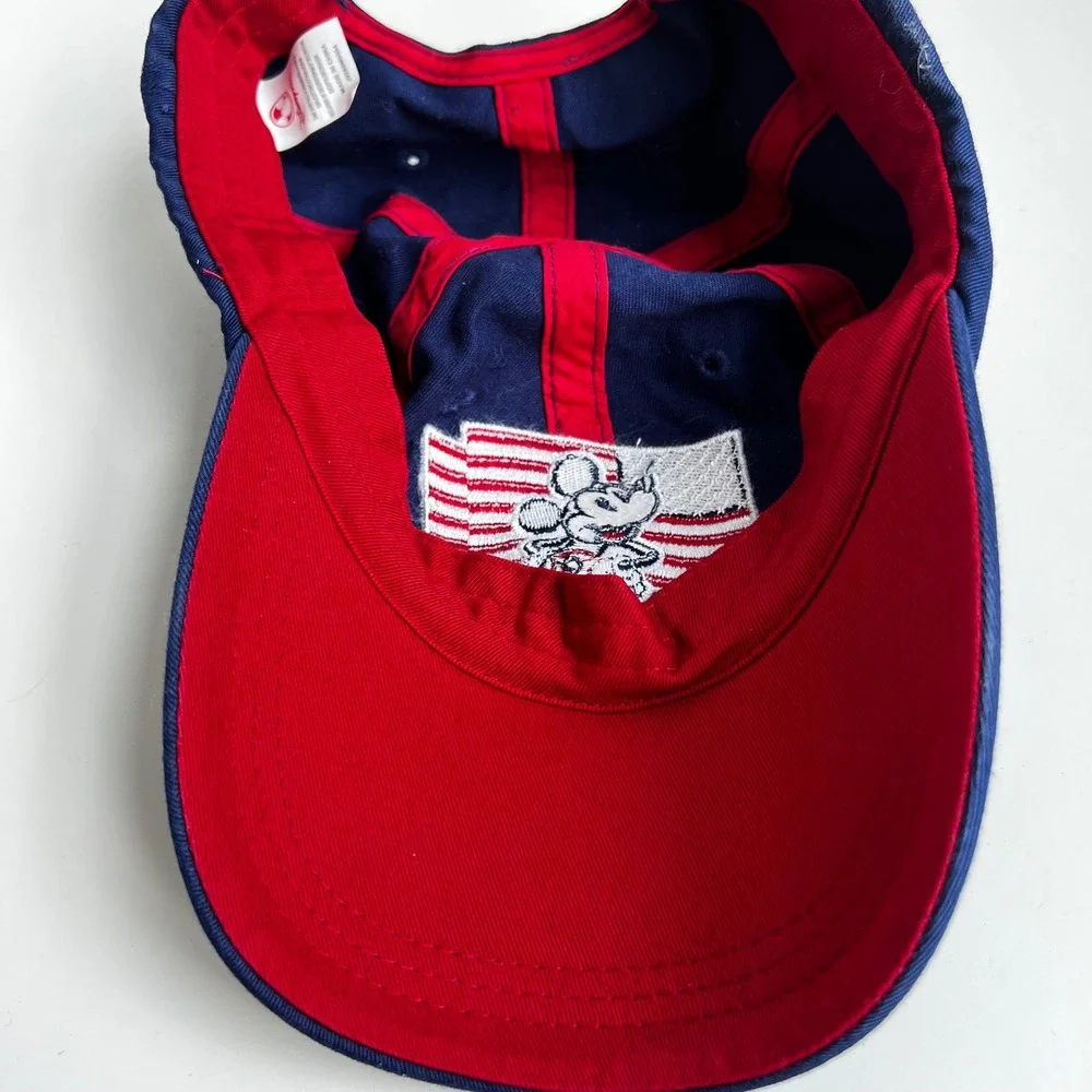 Disney Store Mickey Mouse American Flag Navy Blue Baseball Hat USA Patriotic
